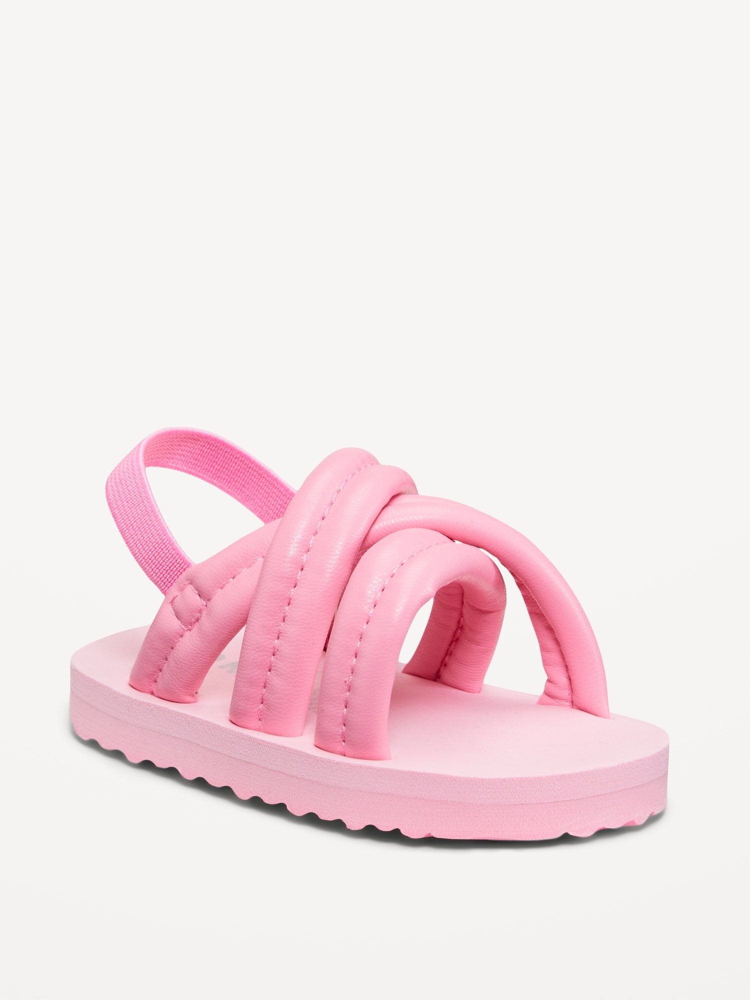 Puffy Faux-Leather Cross-Strap Sandals for Baby
