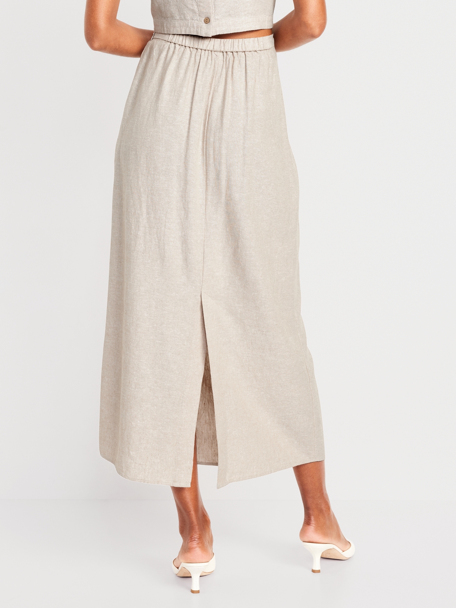High-Waisted Linen-Blend Maxi Skirt | Old Navy