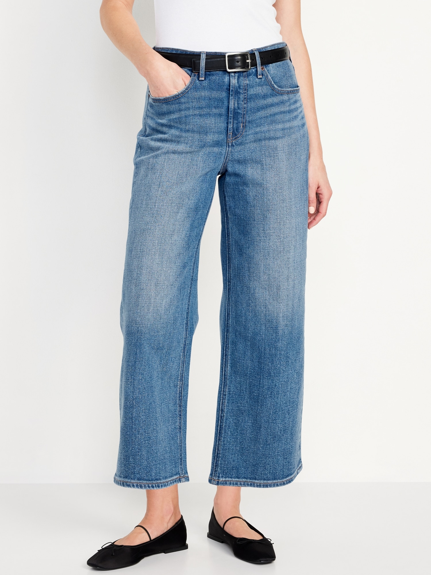 Extra High-Waisted Wide-Leg Crop Jeans | Old Navy