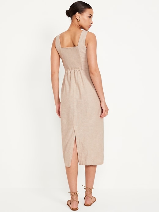 Image number 2 showing, Sleeveless Linen-Blend Midi Dress