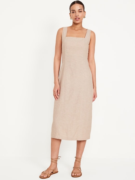 Image number 1 showing, Sleeveless Linen-Blend Midi Dress