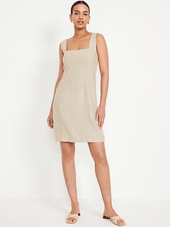Sleeveless Linen-Blend Mini Dress