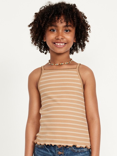 Fitted Tank Top for Girls - Brown