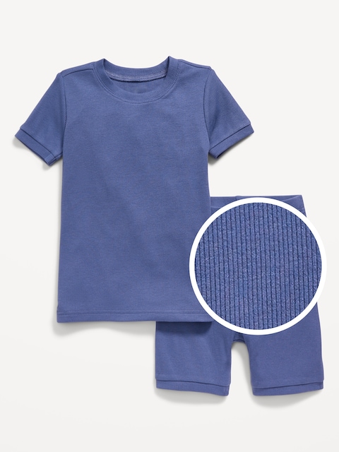 Unisex Snug-Fit Ribbed Pajama Set for Toddler & Baby