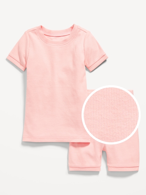 Unisex Snug-Fit Ribbed Pajama Set for Toddler & Baby