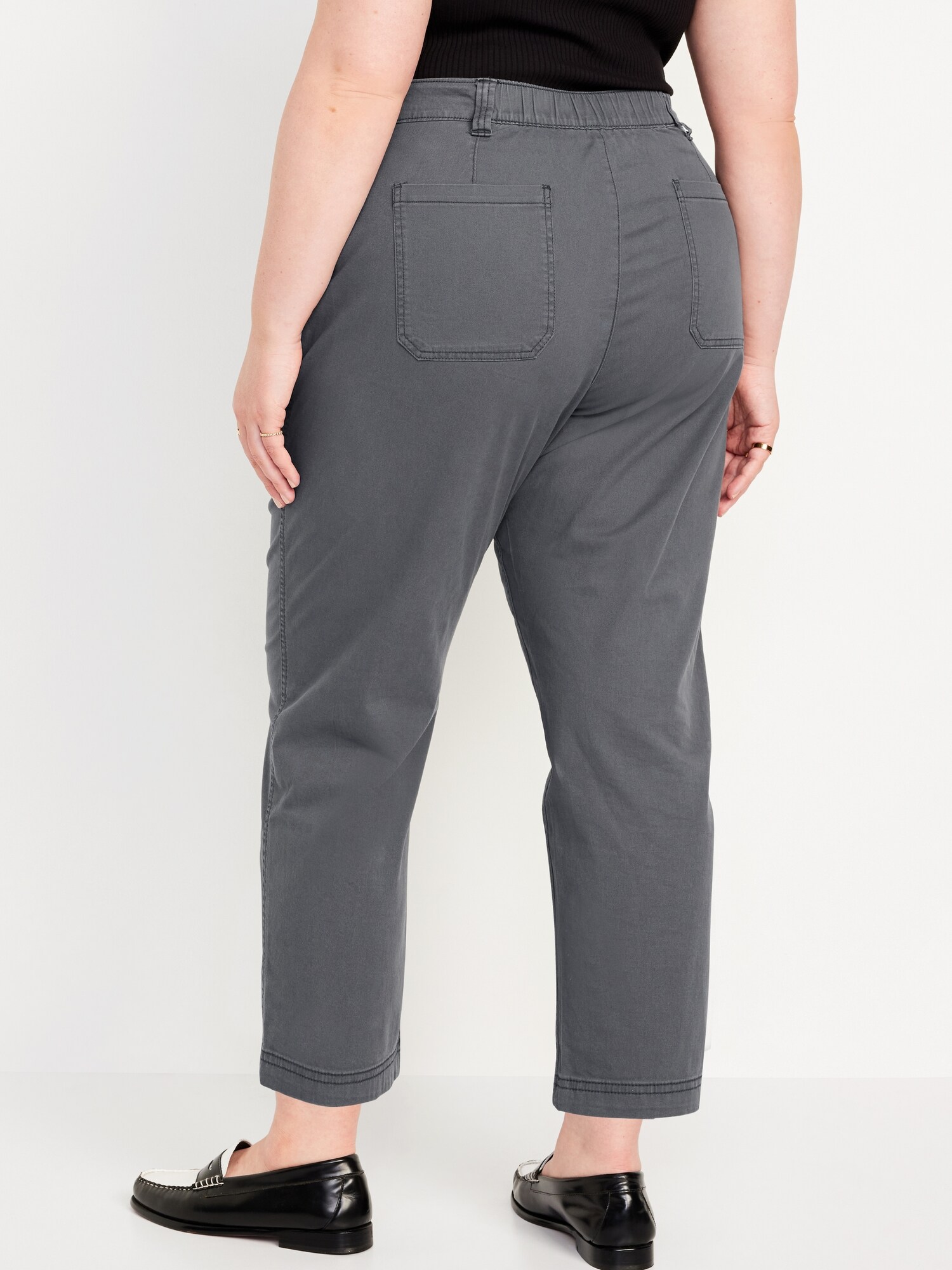 Pantalon Femme Taille Haute Large - Tissu Polyester-élasthanne Dense, élastique Dos - Pour Bureau, Décontracté, Automne-hiver