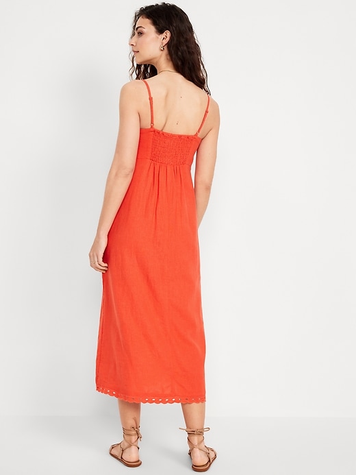 Linen-Blend Cami Midi Dress