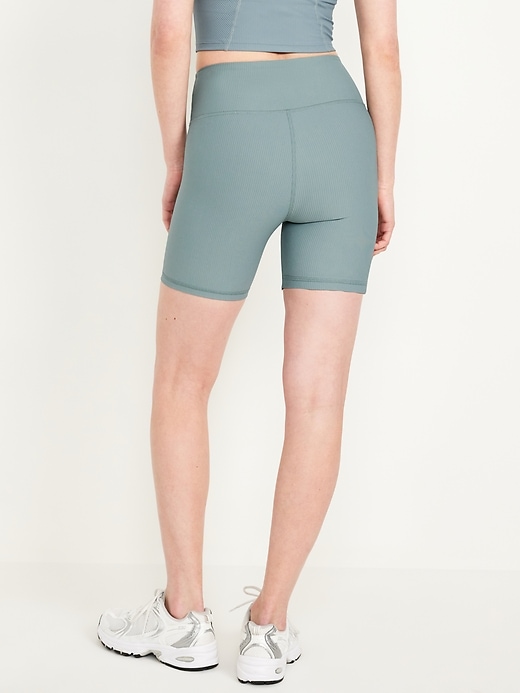 Image number 2 showing, High-Waisted PowerSoft Ribbed Biker Shorts -- 6-inch inseam