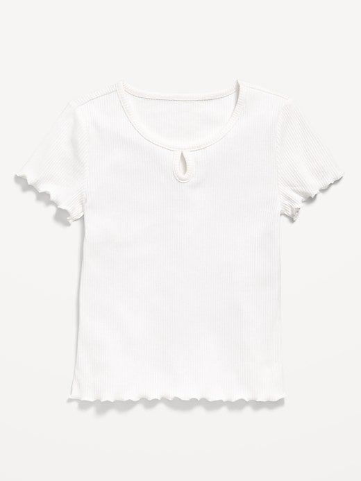 View large product image 1 of 1. Short-Sleeve Keyhole Cutout Lettuce-Edge Top for Girls