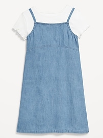 View large product image 3 of 4. Sleeveless Jean Dress and T-Shirt Set for Girls