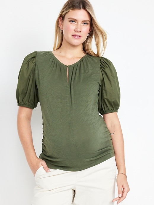 View large product image 1 of 2. Maternity Puff-Sleeve Top