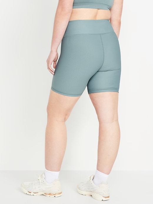 Image number 6 showing, High-Waisted PowerSoft Ribbed Biker Shorts -- 6-inch inseam