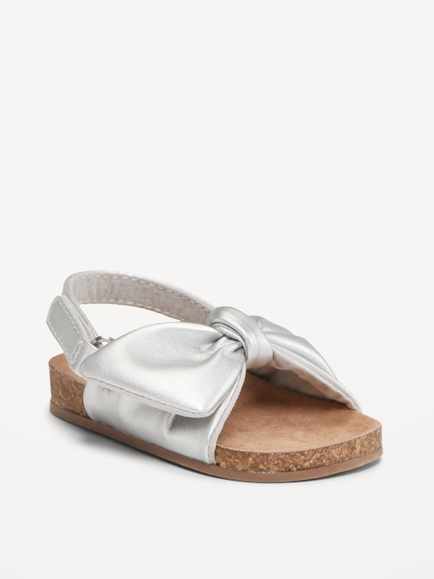 Faux-Leather Tie-Bow Sandals for Baby