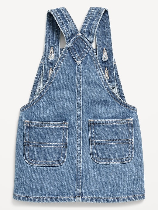 Zip Front Embroidered Skirtall Jean Dress for Baby