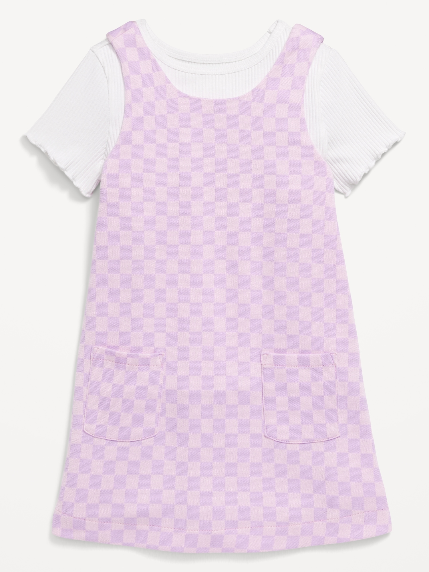 Sleeveless Pocket Dress and T-Shirt Set for Toddler Girls