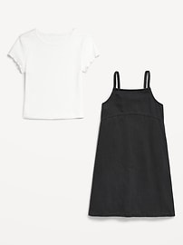 View large product image 4 of 4. Sleeveless Jean Dress and T-Shirt Set for Girls