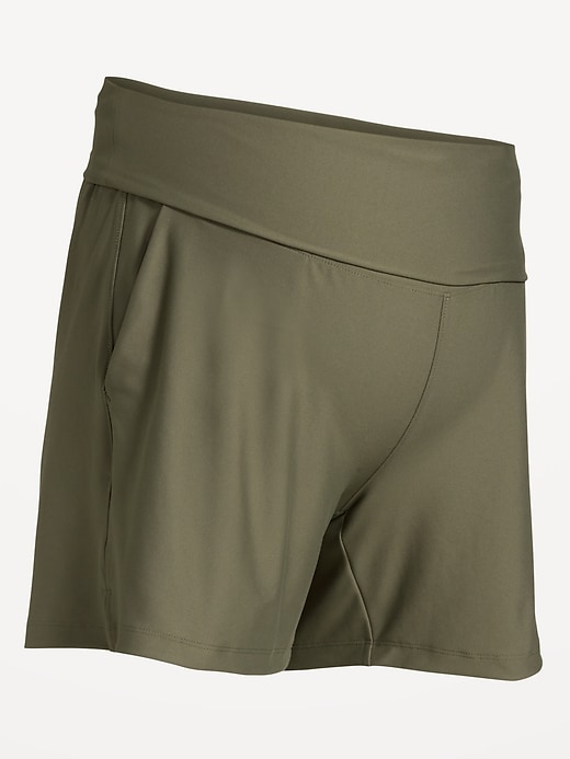 Image number 4 showing, Maternity Rollover-Waist PowerSoft Shorts -- 5-inch inseam