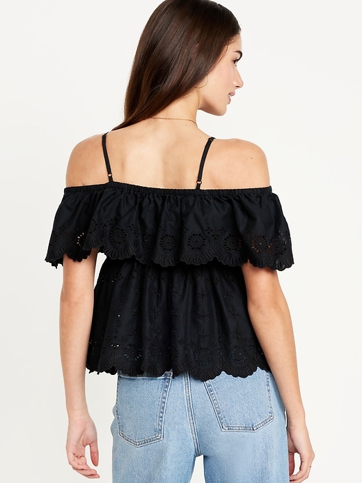 Image number 2 showing, Off-Shoulder Cutwork Top