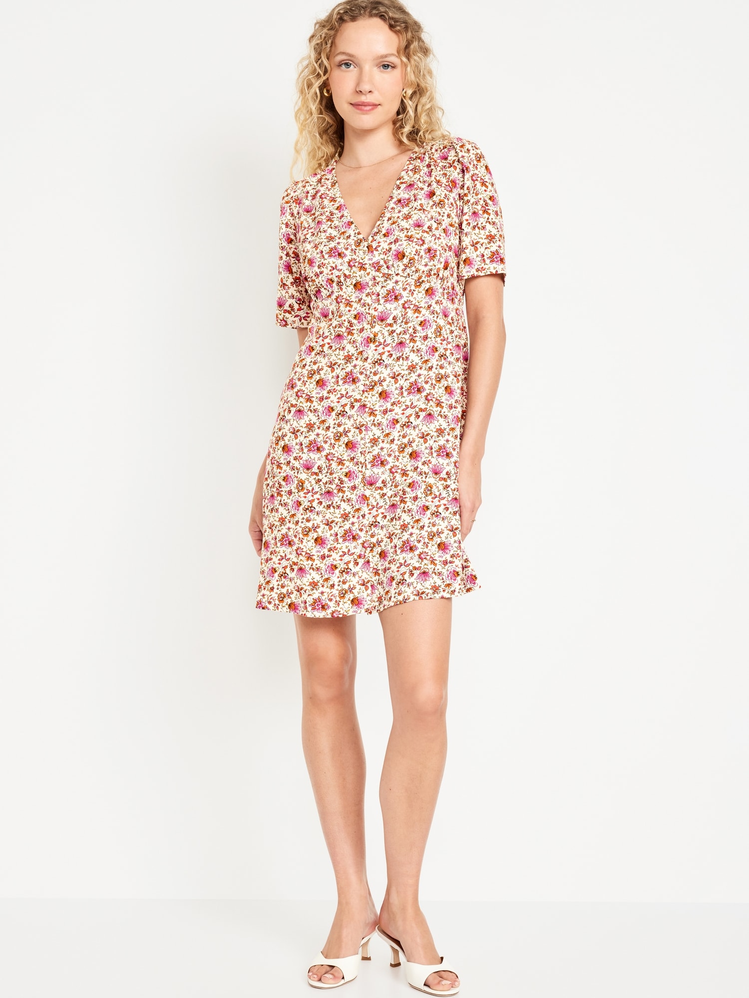 Button-Down Crepe Mini Dress