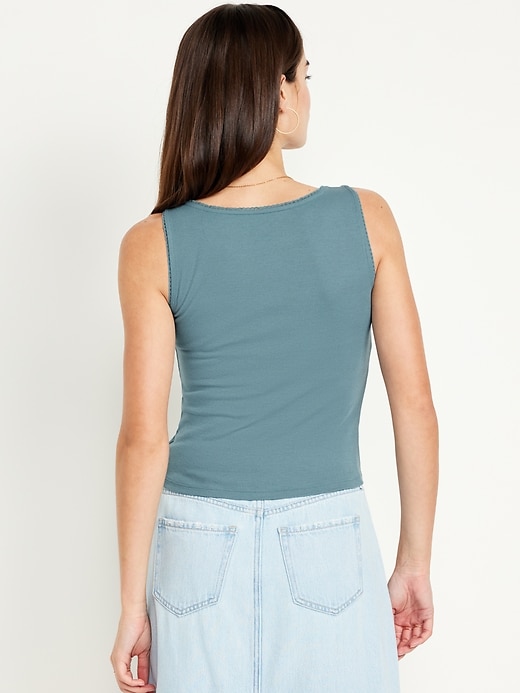 Image number 2 showing, Cinched Rib-Knit Crop Tank Top