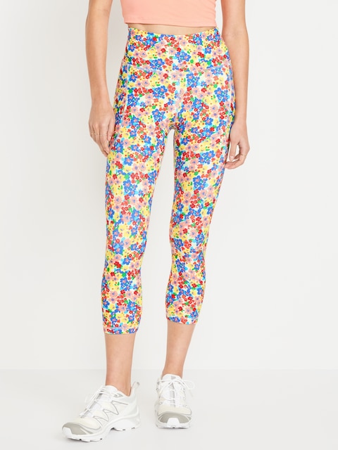 High-Waisted PowerSoft Crop Pocket Leggings - Multi Floral