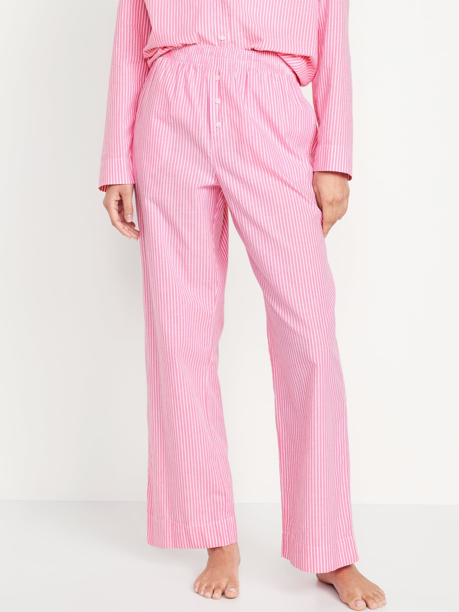 High-Waisted Poplin Pajama Pant