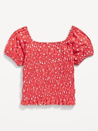 View large product image 3 of 4. Puff-Sleeve Smocked Top for Girls