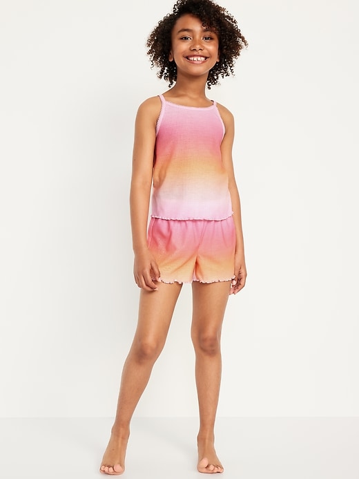 Voir une image plus grande du produit 1 de 3. Pyjama avec camisole et short en tricot côtelé à motif pour Fille