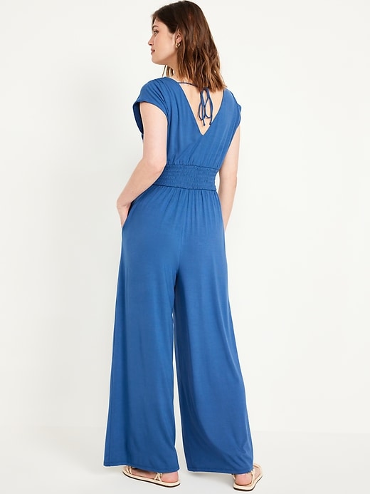 Image number 8 showing, Waist-Defined Shirred Jumpsuit