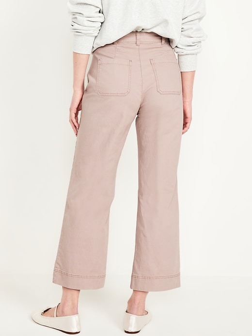 Image number 2 showing, High-Waisted Crop Chino Wide-Leg Pants