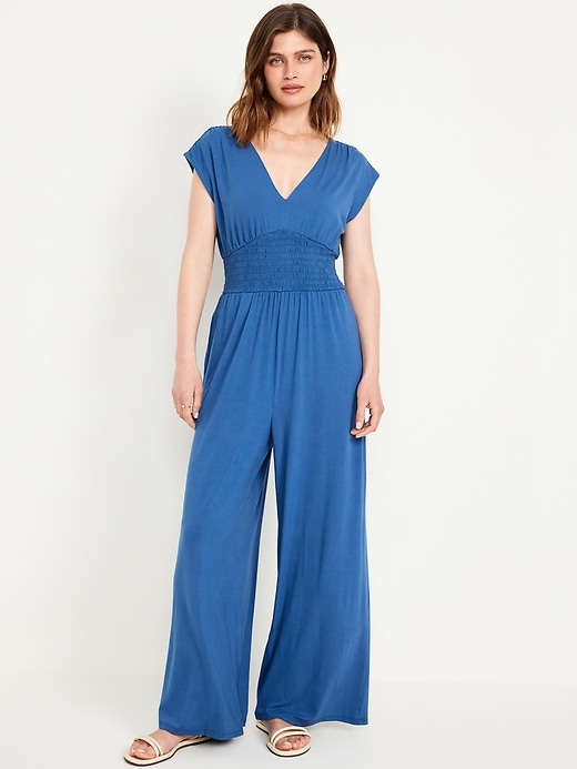 Image number 1 showing, Waist-Defined Shirred Jumpsuit