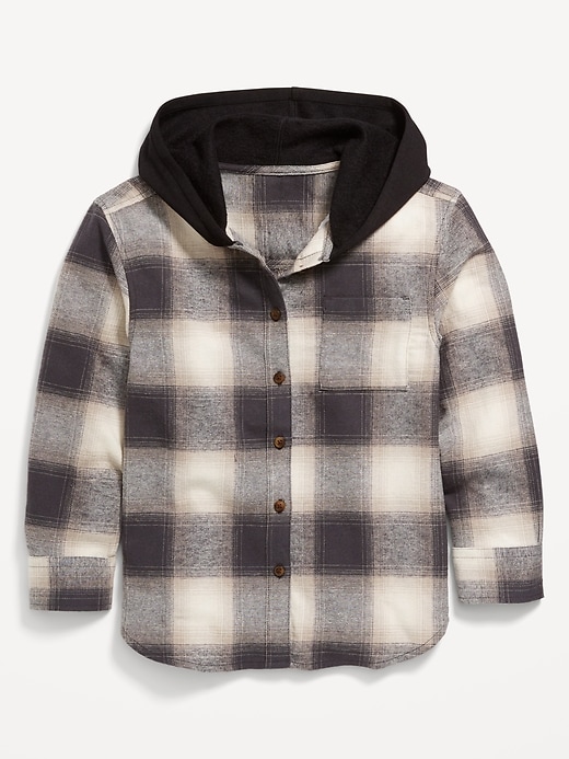 View large product image 2 of 3. Long-Sleeve Hooded Flannel Shirt for Girls