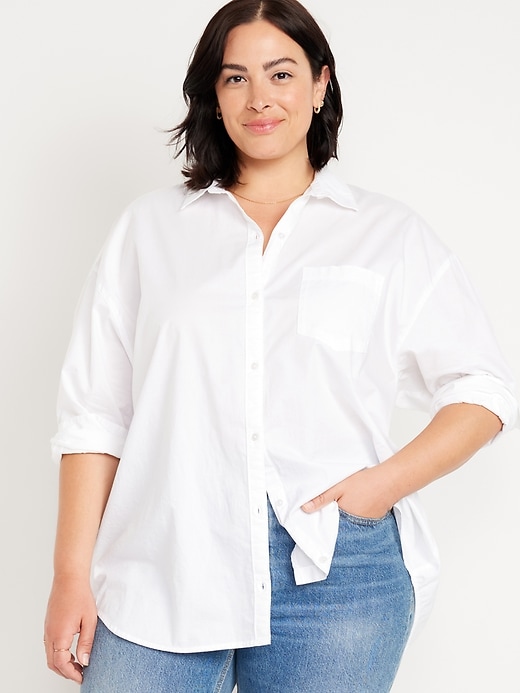 Image number 7 showing, Oversized Button-Down Boyfriend Shirt