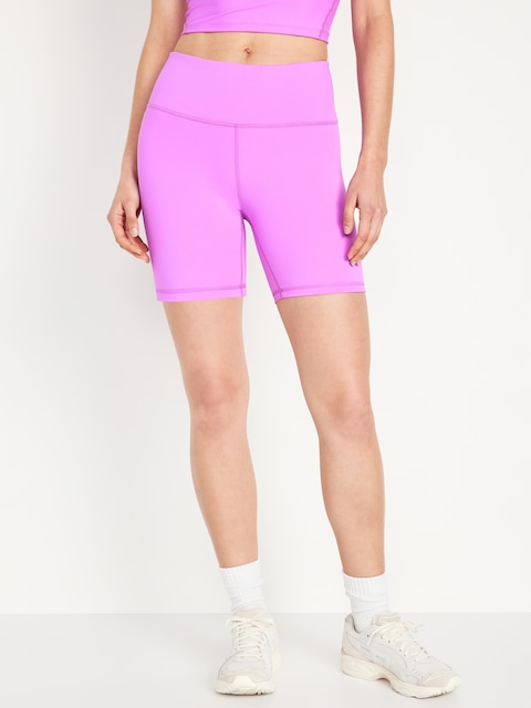 High-Waisted PowerSoft Biker Shorts -- 6-inch inseam - Orchidding Around 2