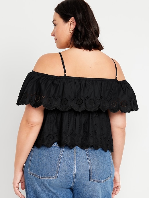 Image number 8 showing, Off-Shoulder Cutwork Top