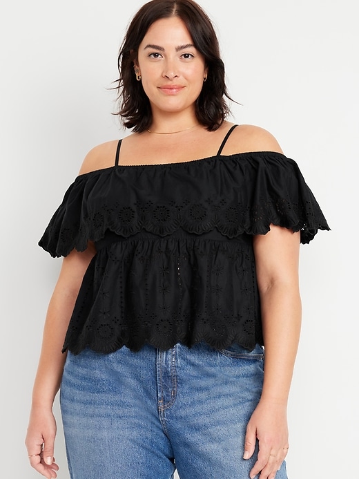 Image number 7 showing, Off-Shoulder Cutwork Top