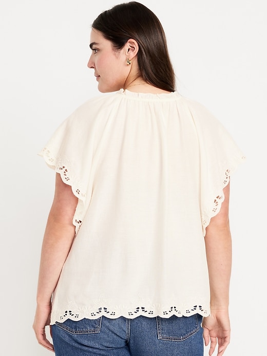 Image number 6 showing, Split-Neck Eyelet Top