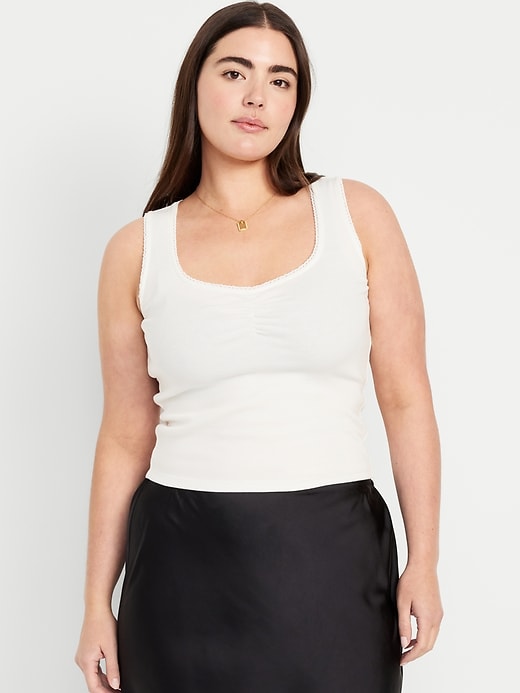 Image number 5 showing, Cinched Rib-Knit Crop Tank Top