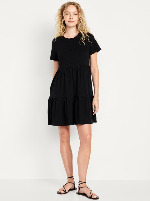 Tiered Mini Swing Dress - Black Jack