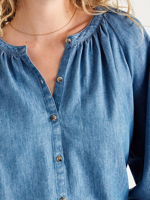 Image number 4 showing, Split-Neck Button-Down Top