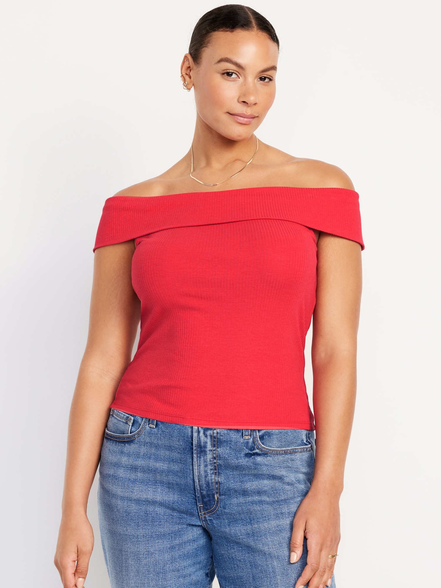 Off-Shoulder Ribbed Top