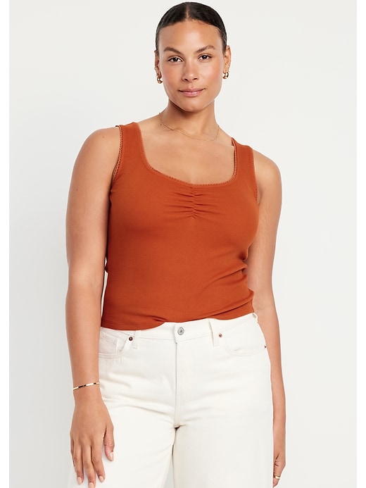 Image number 5 showing, Cinched Rib-Knit Crop Tank Top