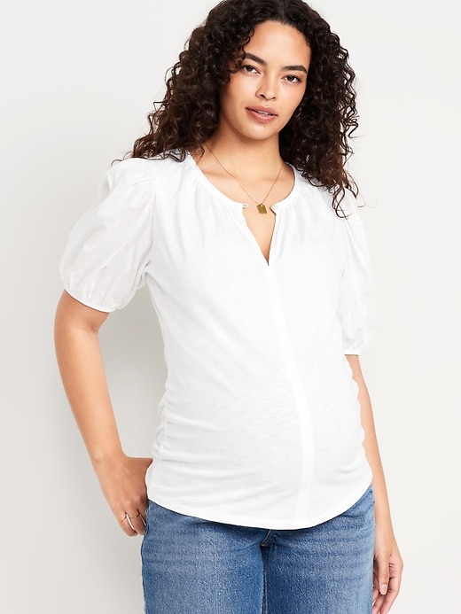 Image number 1 showing, Maternity Puff-Sleeve Top