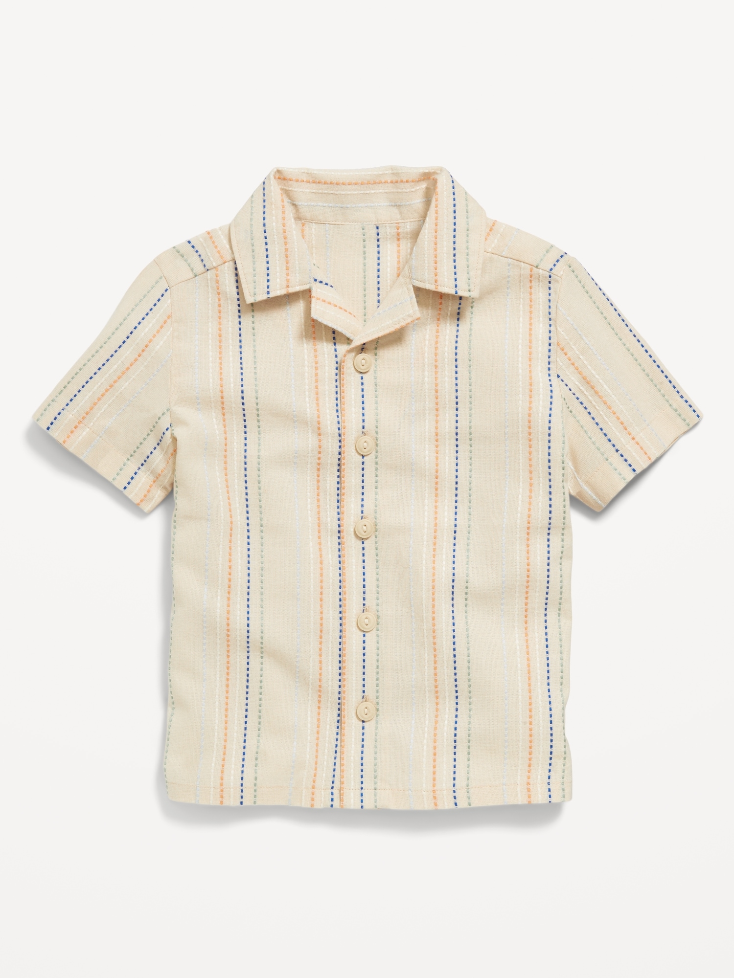 Textured Striped Dobby Shirt for Toddler Boys