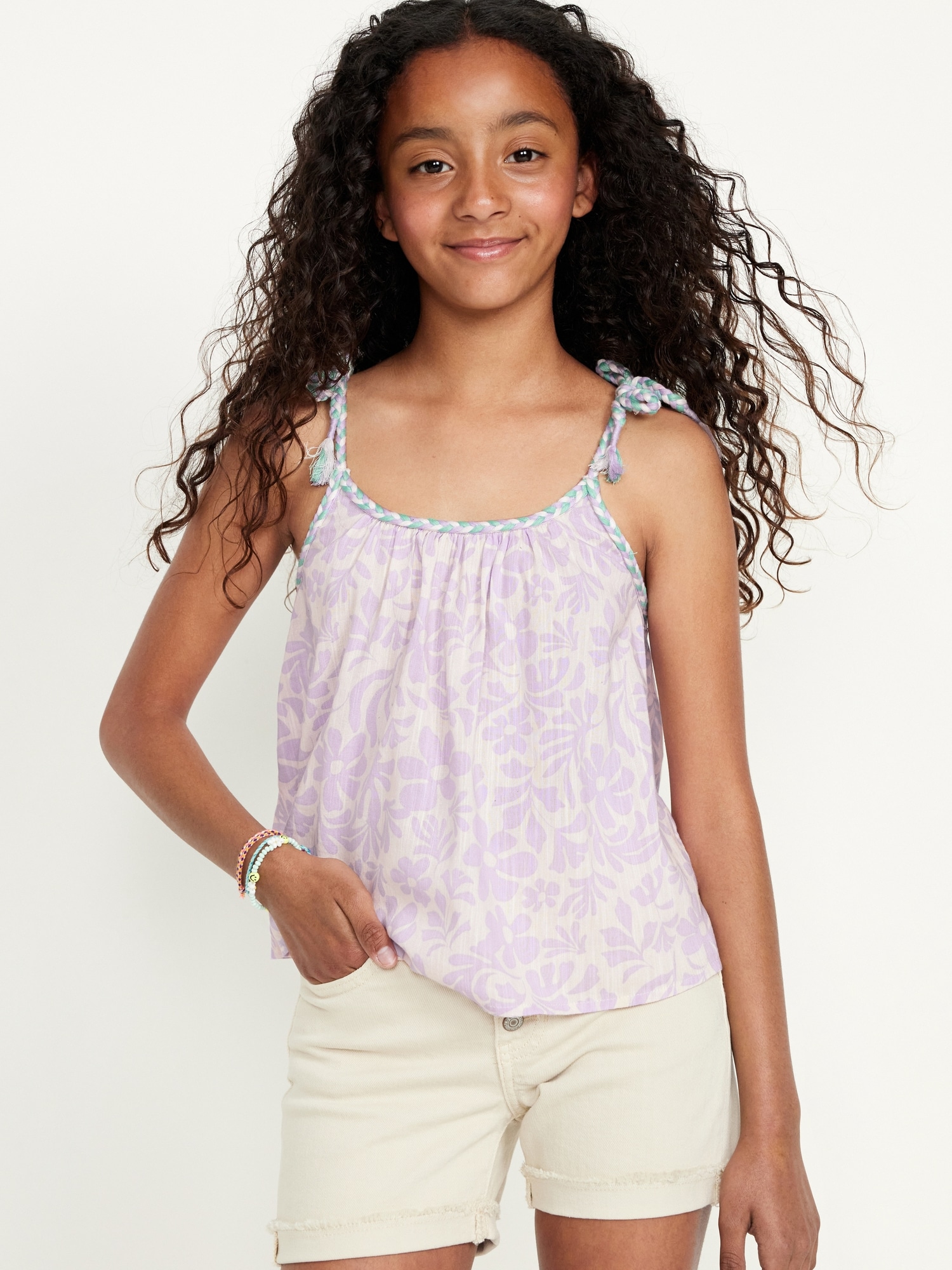 Camisole à bretelles tressées à motif pour Fille