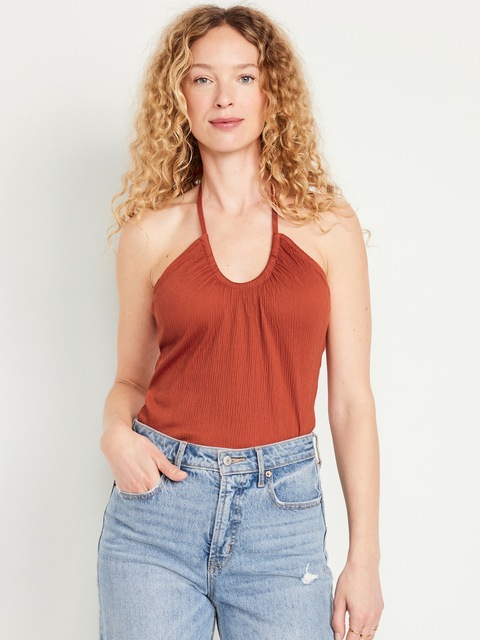 Fitted Halter Top - Bronzed Amber