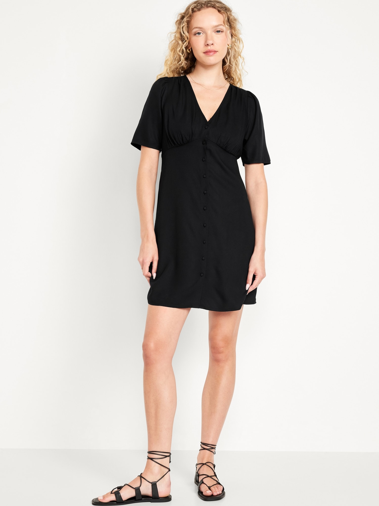 Button Down Crepe Mini Dress Old Navy