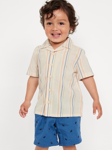 Textured Striped Dobby Shirt for Toddler Boys - Sunrise Stripes