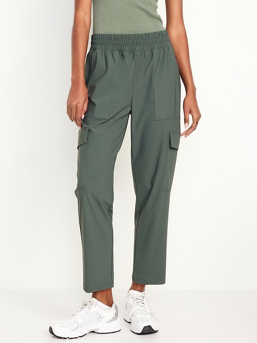 Image number 1 showing, High-Waisted SleekTech Cargo Ankle Pants