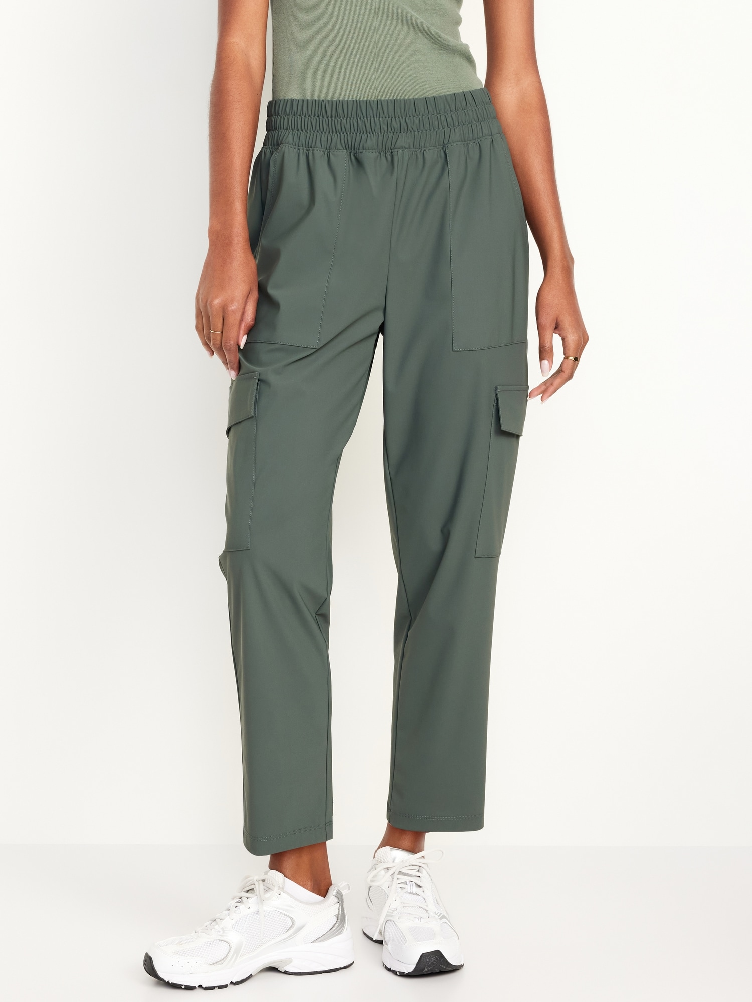 High-Waisted SleekTech Cargo Ankle Pants